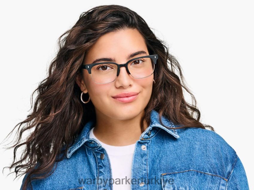 Warby Parker ames N8ZXX8209 cilalı gümüş ile jet siyah mat gözlük - Image 3