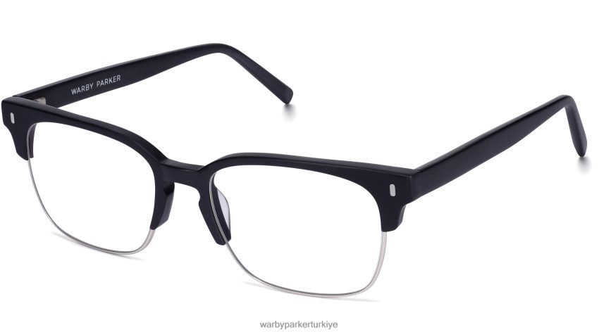 Warby Parker ames N8ZXX8209 cilalı gümüş ile jet siyah mat gözlük - Image 1