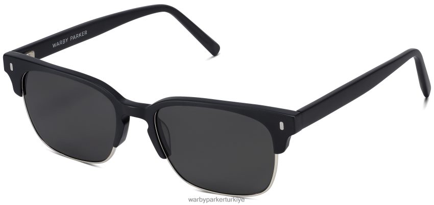 Warby Parker ames N8ZXX8702 cilalı gümüş ile jet siyah mat gözlük - Image 1