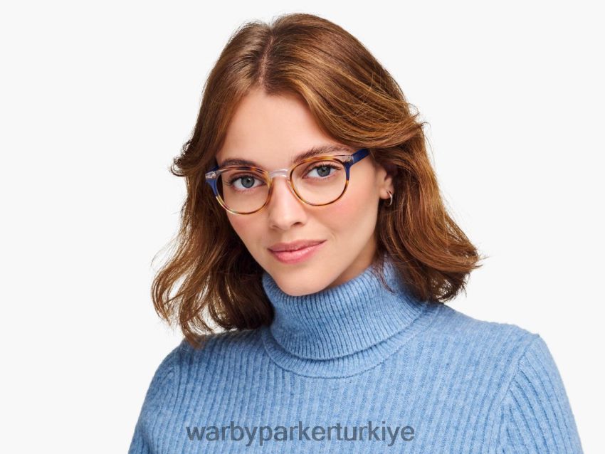 Warby Parker anlayışlı N8ZXX8127 meşe fıçı ve mavi bölmeli kristal gözlük - Image 3