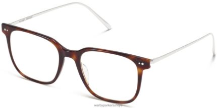 Warby Parker Caleb N8ZXX8257 cilalı gümüş ile ahşap damarlı kaplumbağa gözlük