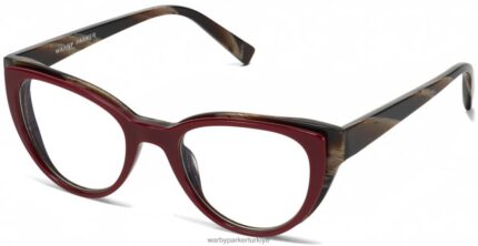 Warby Parker Camila N8ZXX8338 çizgili karaağaç ile öküz kanı gözlük