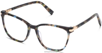 Warby Parker Esme N8ZXX883 cilalı altın ile aventurin kaplumbağa gözlük