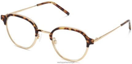 Warby Parker Finnegan N8ZXX891 cilalı altın ile katmanlı fındık kaplumbağası gözlük