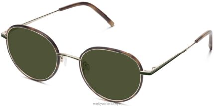 Warby Parker Henderson N8ZXX8658 cilalı altın ile meşe fıçı gözlük