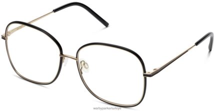 Warby Parker leah N8ZXX8460 cilalı altın ile jet siyahı gözlük