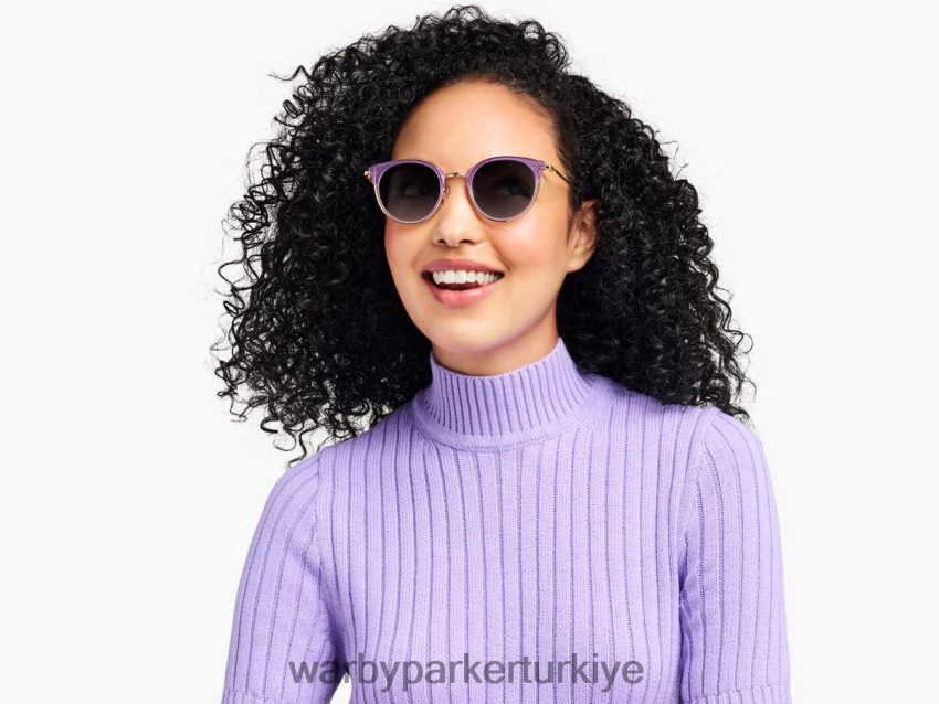 Warby Parker melekleştirmek N8ZXX8655 cilalı altın ile katmanlı erik kristali gözlük - Image 2