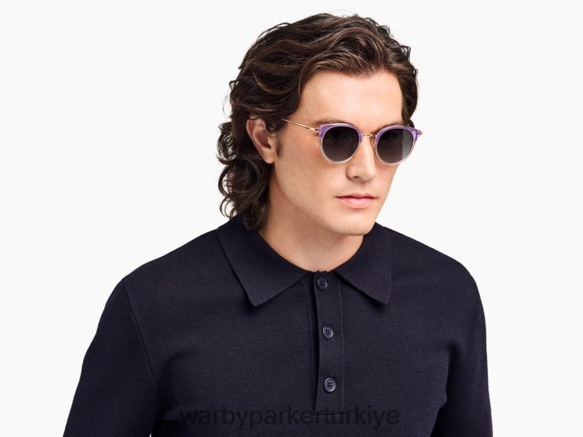 Warby Parker melekleştirmek N8ZXX8655 cilalı altın ile katmanlı erik kristali gözlük - Image 3