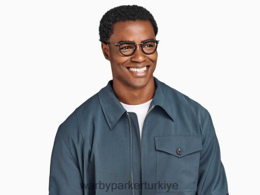 Warby Parker Moriarty N8ZXX8359 cilalı gümüş ile jet siyah mat gözlük - Image 2