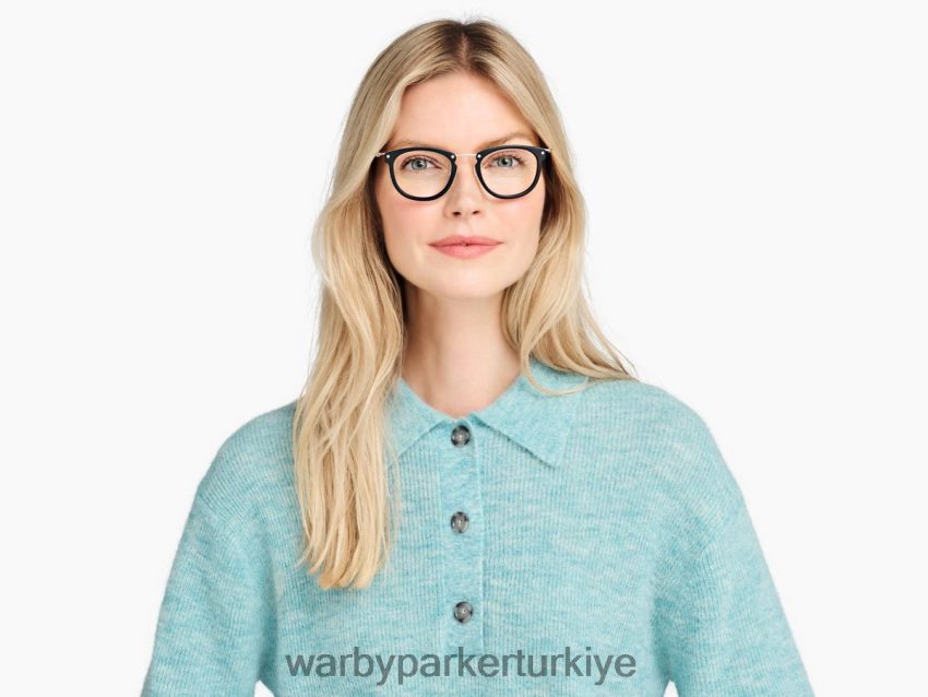 Warby Parker Moriarty N8ZXX8359 cilalı gümüş ile jet siyah mat gözlük - Image 3