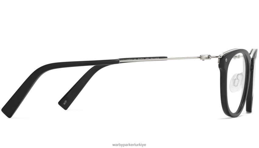 Warby Parker Moriarty N8ZXX8359 cilalı gümüş ile jet siyah mat gözlük - Image 5
