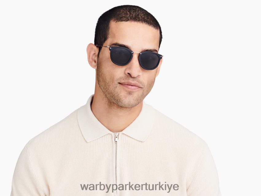 Warby Parker Moriarty N8ZXX8742 cilalı gümüş ile jet siyah mat gözlük - Image 3