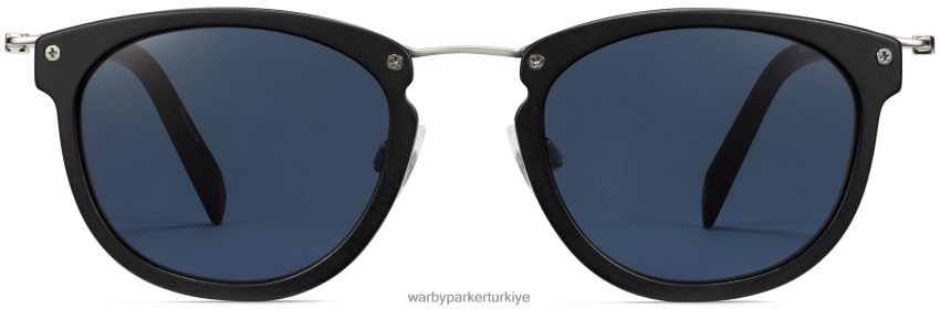 Warby Parker Moriarty N8ZXX8742 cilalı gümüş ile jet siyah mat gözlük - Image 4