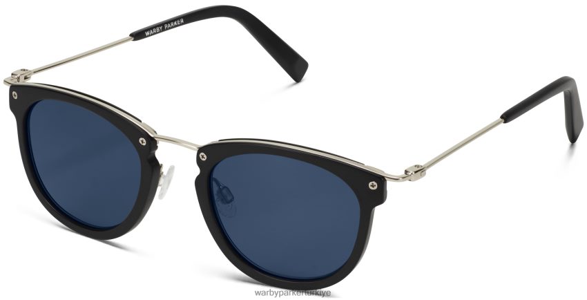 Warby Parker Moriarty N8ZXX8742 cilalı gümüş ile jet siyah mat gözlük - Image 1