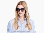 Warby Parker vela N8ZXX8858 cilalı altın ile jet siyahı gözlük - Image 2