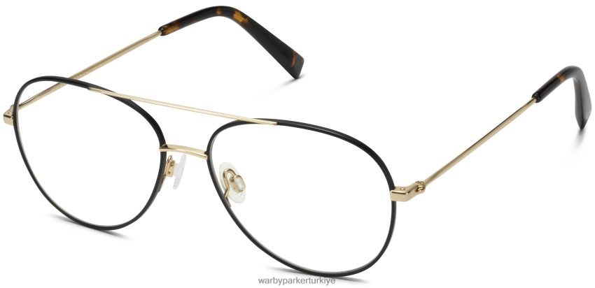 Warby Parker york N8ZXX8135 cilalı altın ile fırçalanmış mürekkep gözlük - Image 1