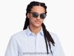 Warby Parker adil faks N8ZXX8795 cilalı gümüş ile tanzanit kaplumbağası gözlük - Image 2